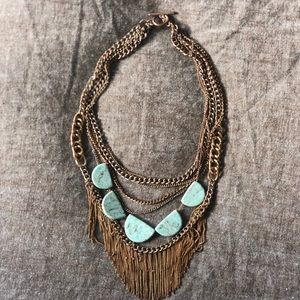 Banana republic turquoise and mixed metal necklace